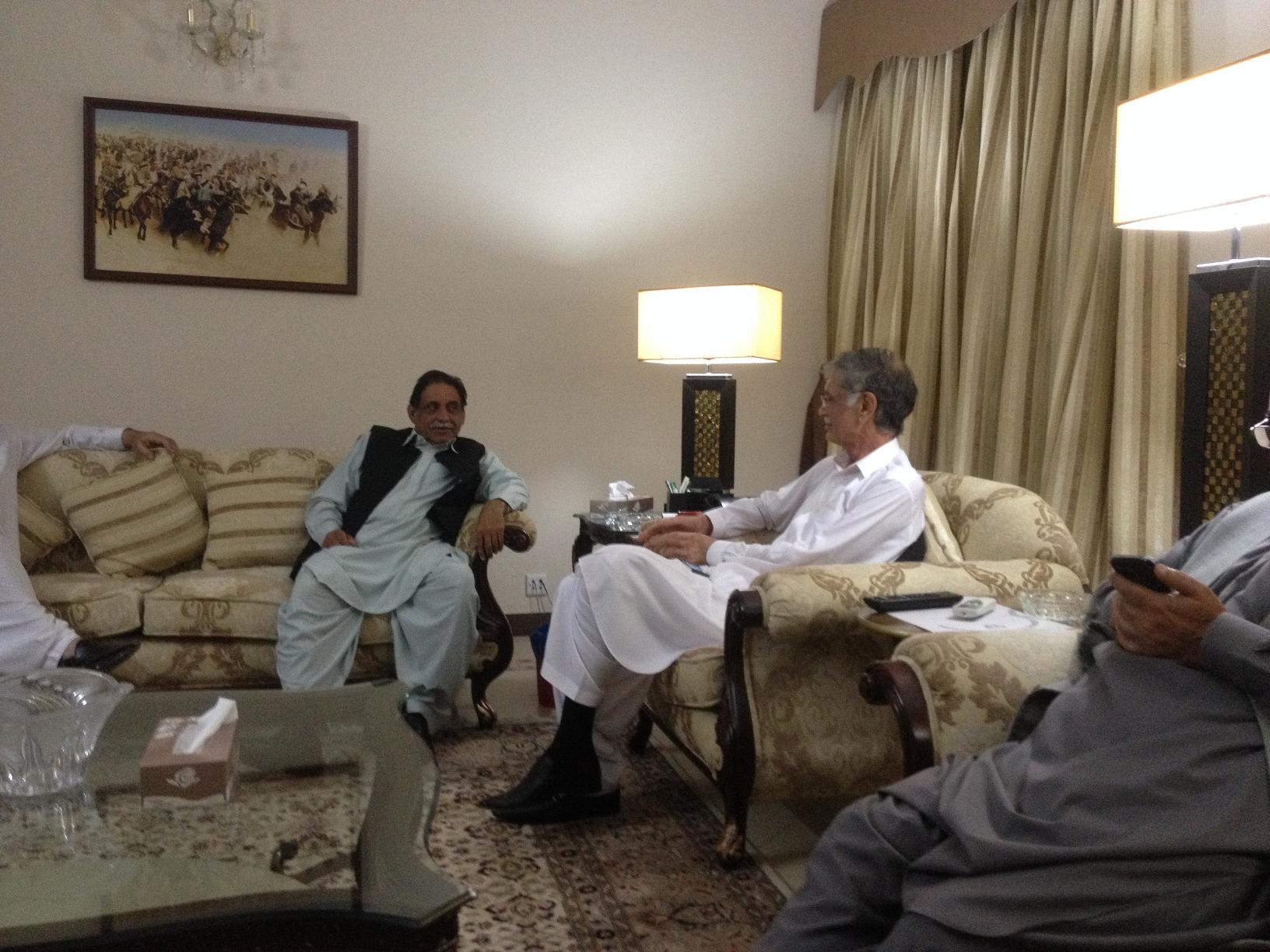 Meeting With Mir Jan Muhammad Jamali with CM KPK For Road Construction on OCtober 24, 2013.